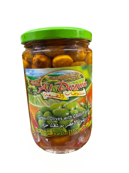 al dayaa green olives with chili paste