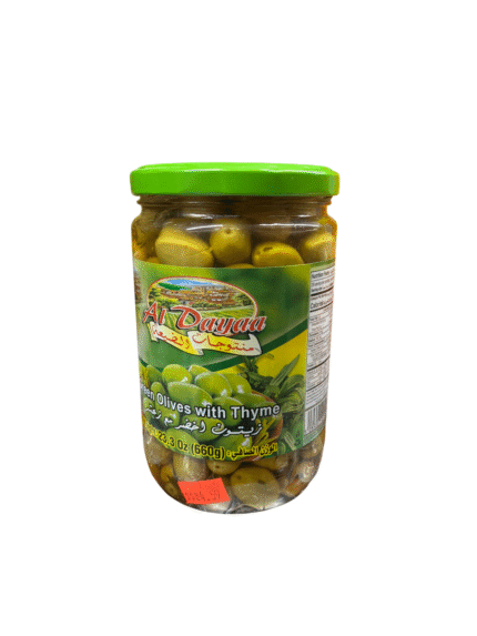 al dayaa green olives with thyme