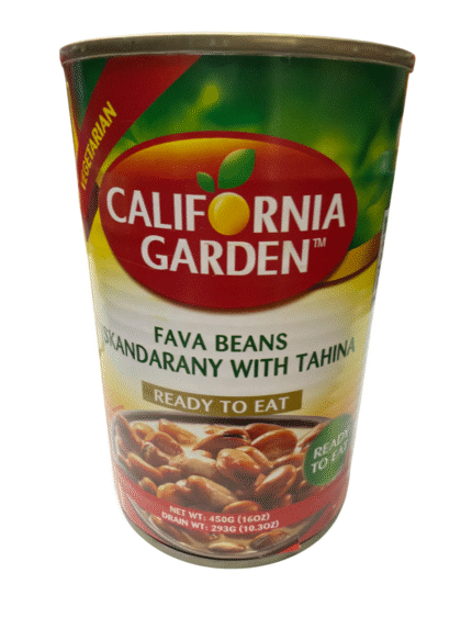 calfornia garden fava beans iskandarany with tahina 16oz