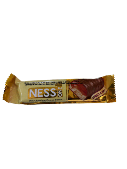 ness one milk chocolate coated biscuit filled with caramel