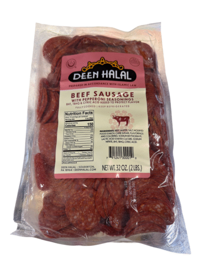 deen halal beef sausage with pepperoni seasoning 2lb