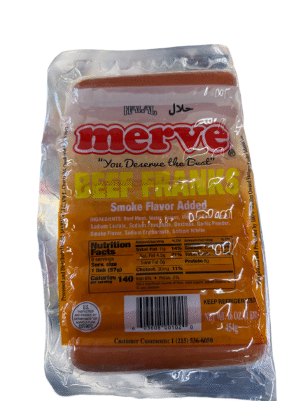 merve halal beef franks 16 oz
