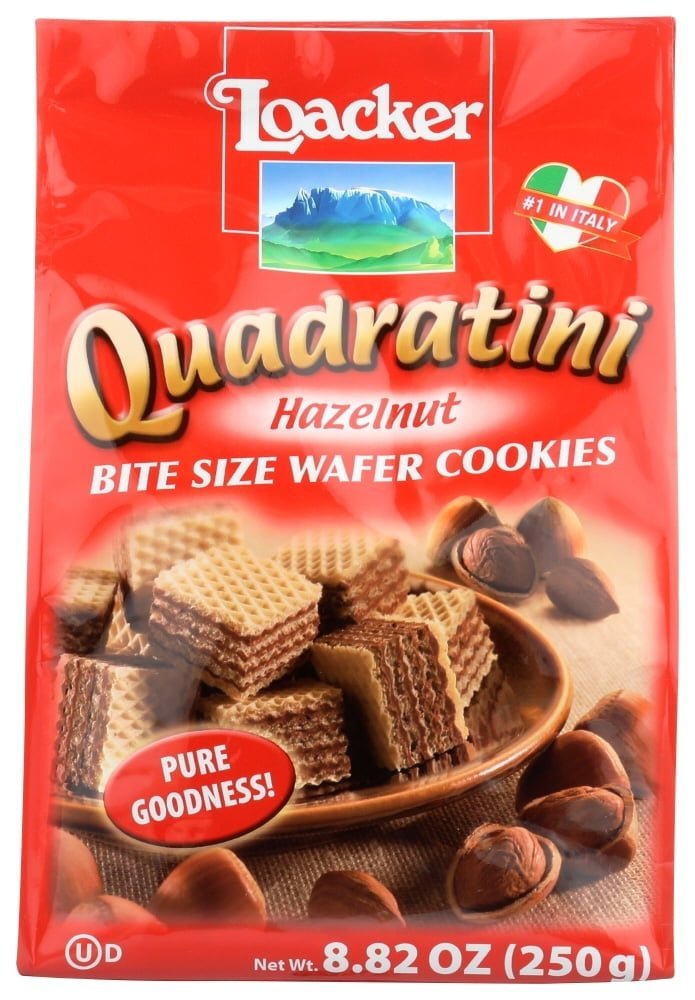 loacker quadratini hazelnut bite size wafer cookies, hazelnut loacker quadratini hazelnut bite size wafer cookies, hazelnut