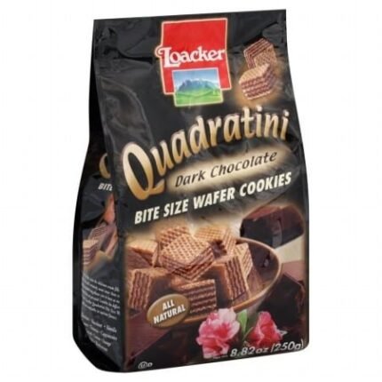 loacker quadratini dark chocolate bite size wafer cookies, dark chocolate